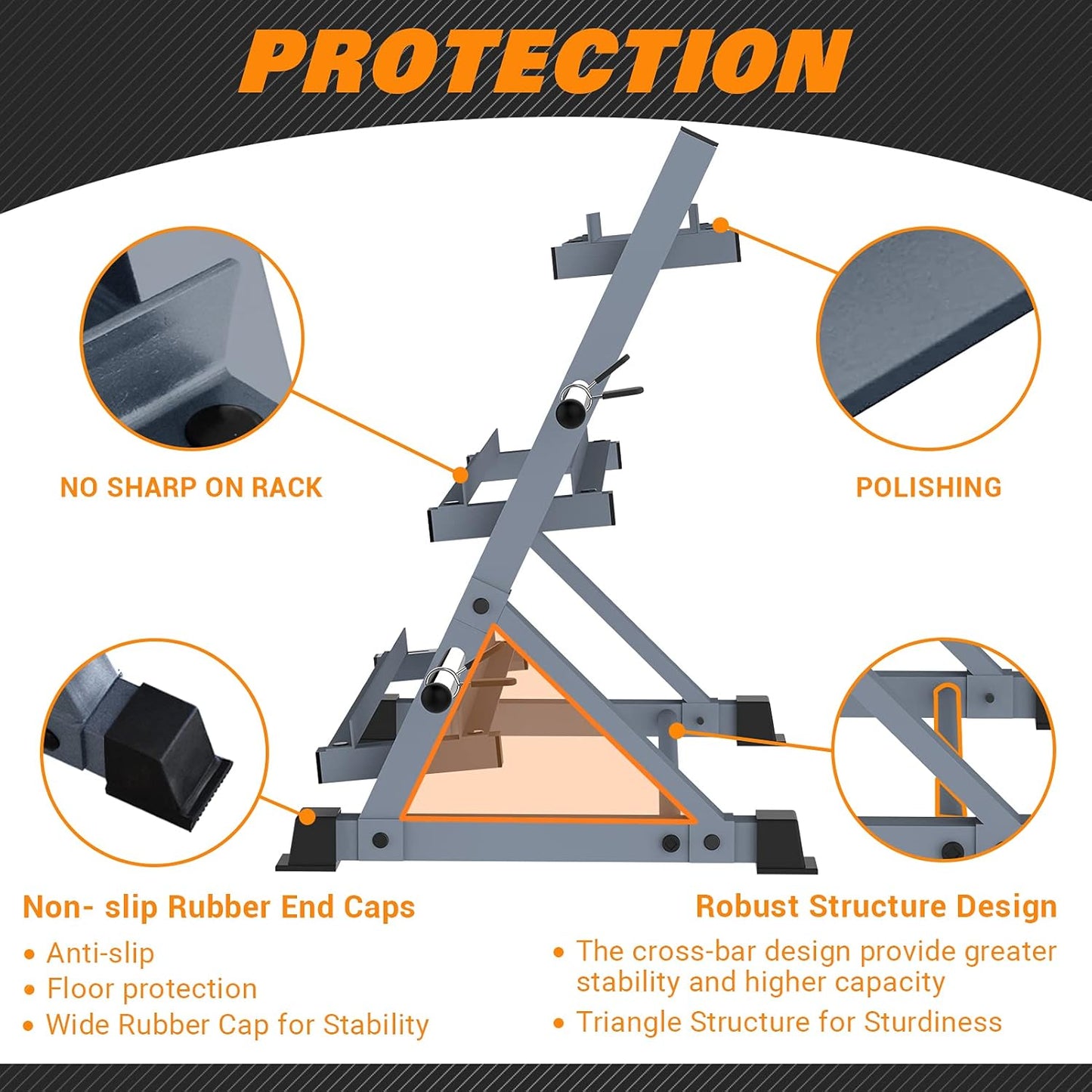 3-Tier 38'' Width Dumbbell Barbell Weight Rack, 1300 Lbs Weight Capacity Storage Stand with Reinforced Tube for Home Gym, Bonus 4 Barbell Holders and 4 Pcs 1" Spring Lock Collars,Gray