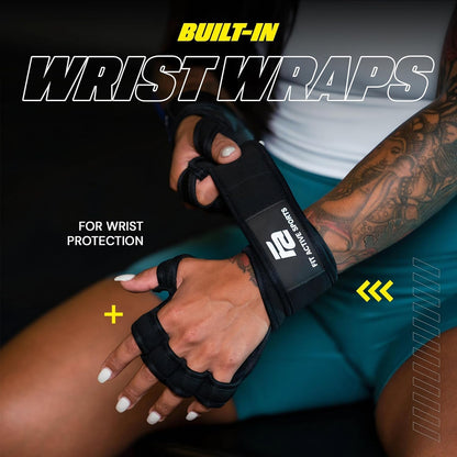 New Ventilated Weight Lifting Workout Gloves with Built-In Wrist Wraps for Men and Women - Great for Gym Fitness, Cross Training, Hand Support & Weightlifting.