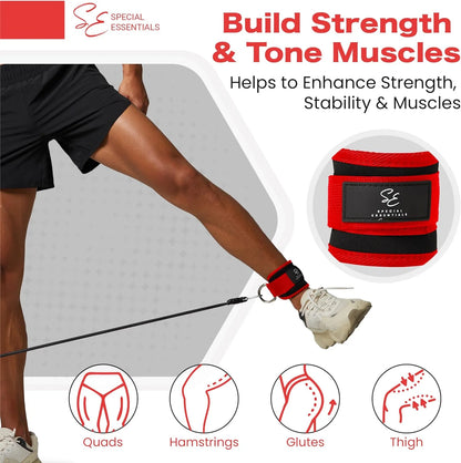 Ankle Strap for Cable Machine and Resistance Bands Premium Neoprene Gym and Workout Kickback Ankle Cuffs with Adjustable Strap for Enhanced Leg and Glute Exercises